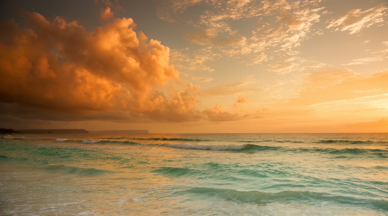 A cinematic ocean wave at sunrise generated with Grok Imagine 2